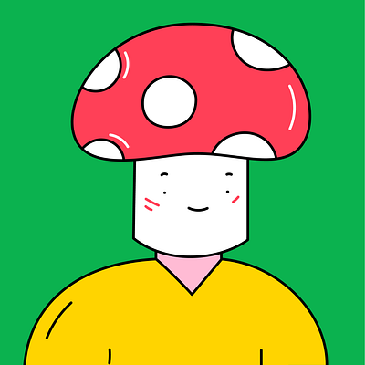 Mushroom head character colorful creatures doodle for children illustration minimalism
