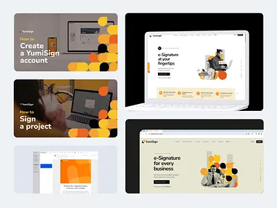 YumiSign - Website, Social Media & Newsletter branding esignature homepage nunito platform signature social media website wordpress yumisign