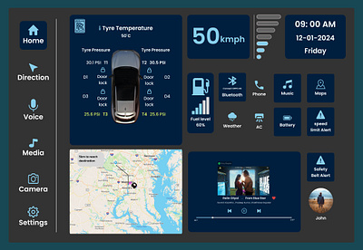 Smart car Interface UI Design guvi ui