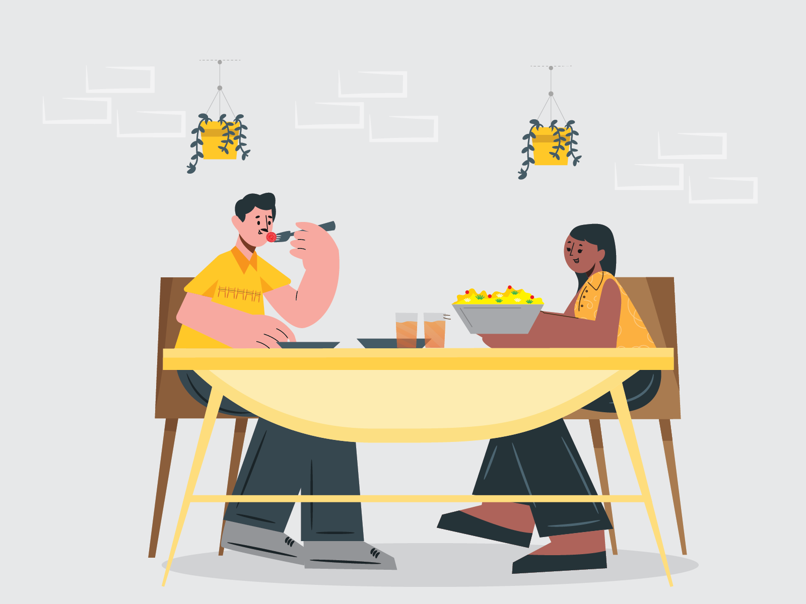 Food Date adobe illustrator couple couple illustration date digital illustration dinner flat illustration flat style food illustration vector illustration