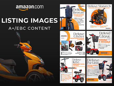 Deluxe Scooters Listing Images and A+/EBC Content a content adobe illustrator adobe photoshop amazon amazon ebc amazon listing images amazon ppc brand identity branding creative designing graphic design image editing infographics motion graphics product listings vector art