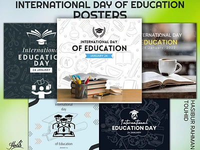 International Education Day Social Media Posters brochure design education facebook post graphic design graphics design instagram post instagram poster international education day poster design social media banner social media poster spread knowledge ui website poster world education day