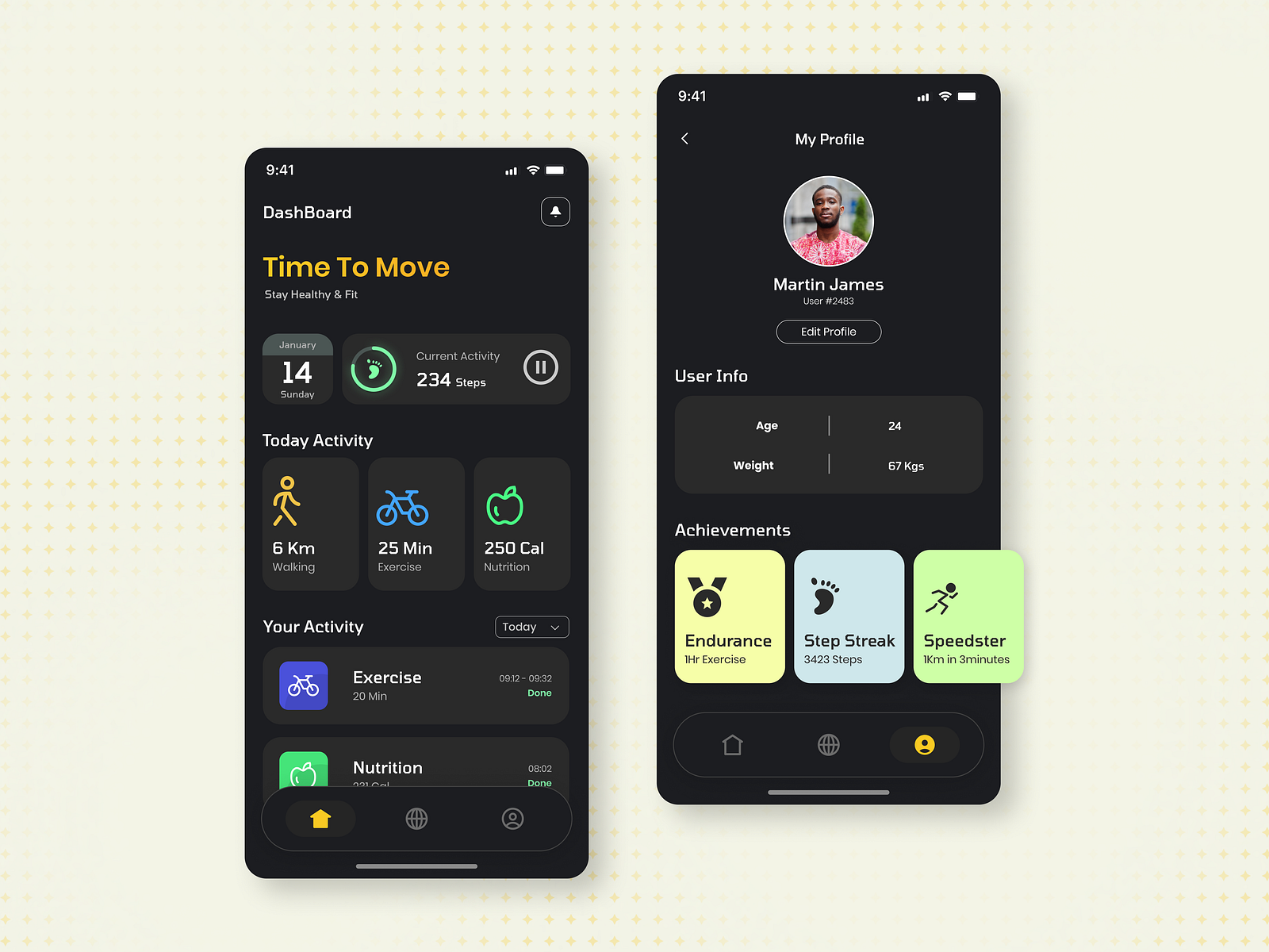 Fitness App, User Profile Design by Comfort Khonje on Dribbble