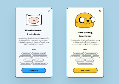 DAY 045 / INFO CARD 045 adventure time card daily daily ui finn the human info info card jake the dog professional ui
