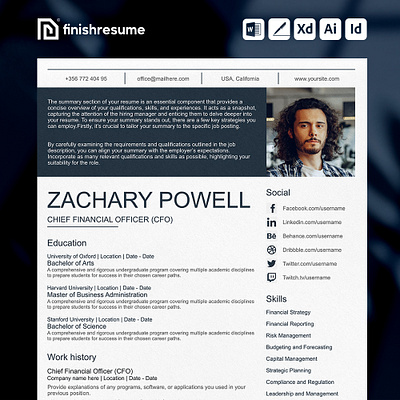 Chief financial officer resume template | FinishResume.com graphic design