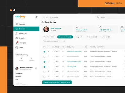 Let's Smile - Dental Patient Management System dental app ui design dental manageement system patient management design ui design ui ux designer web design