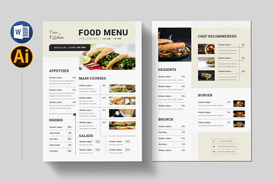 Restaurant Food Menu ms word food menu