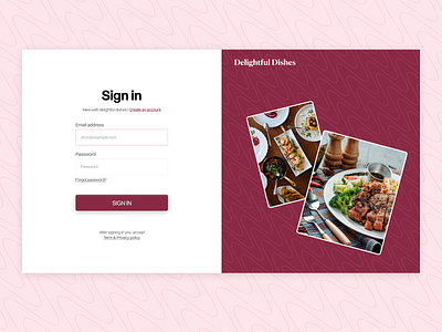 Sign in page for Delightful Dishes branding design graphic design ui ux website