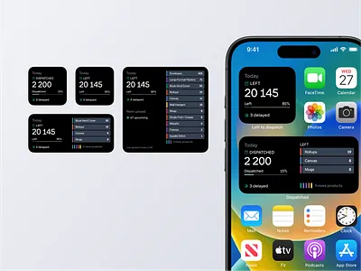 iOS Widgets for Production Houses android app application chart dark mode design interface ios iphone management production progress bar ui ux widget widgets