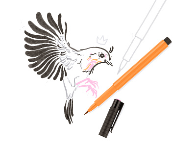 Bird and brush pens ai brushes bird brush pens brush tip pens hand drawn effect illustration illustrator illustrator brushes robin sparrow