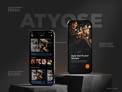 ATYOSE - Salon Mobile App app mndesign app ui ux barber app branding figma graphic design mobile app mobile app design mobile app ui mobile ui ux salon app salon app design salon app ui salon mobile app sdalon app ui ux design ui ui design ui ux ui ux design ux design