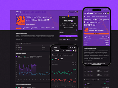 Clouty: Opened Event album billboard charts clouty contract design event graphic design indexes interface investment market music streaming trading ui ux value web web design