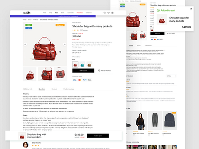 Сlothing marketplace - Product page bag cart clothes e commerce product page reviews shop ui ux