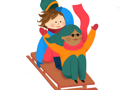 Sleeeeeeed! character design frio illustration ilustracion invierno kids niños sled winter