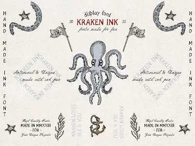 Handwritten Kraken Ink font branding design fat hamster font graphic design illustration logo typeface vector