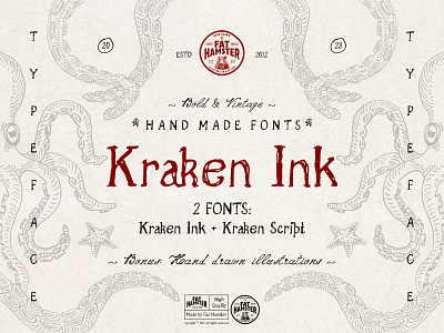 Kraken Ink & Kraken Script fonts clipart design fat hamster font graphic design illustration kraken ship skull typeface typeface design