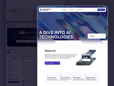 Landing Page and Marketplace for AI Solutions ai benefits catalog design faq filters home page interface landing page marketplace onboarding responsive search tags ui uiux ux web website