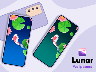 Lunar Wallpapers android android app app branding design developer dribbble graphic art graphic design illustration japan koi landscape ui wallpapers