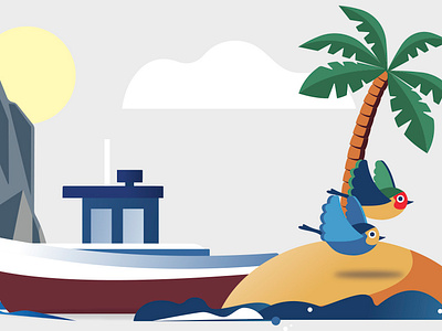 Videogame app birds boat character design illustrations ilustracion octopus sea tortoise turtle videogame videojuego