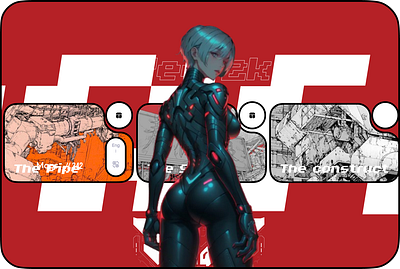 Cyberpunk-inspired anime graphic design aesthetic anime black blue cyberpunk design futuristic game girl graphic design graphics green illustration neon red white