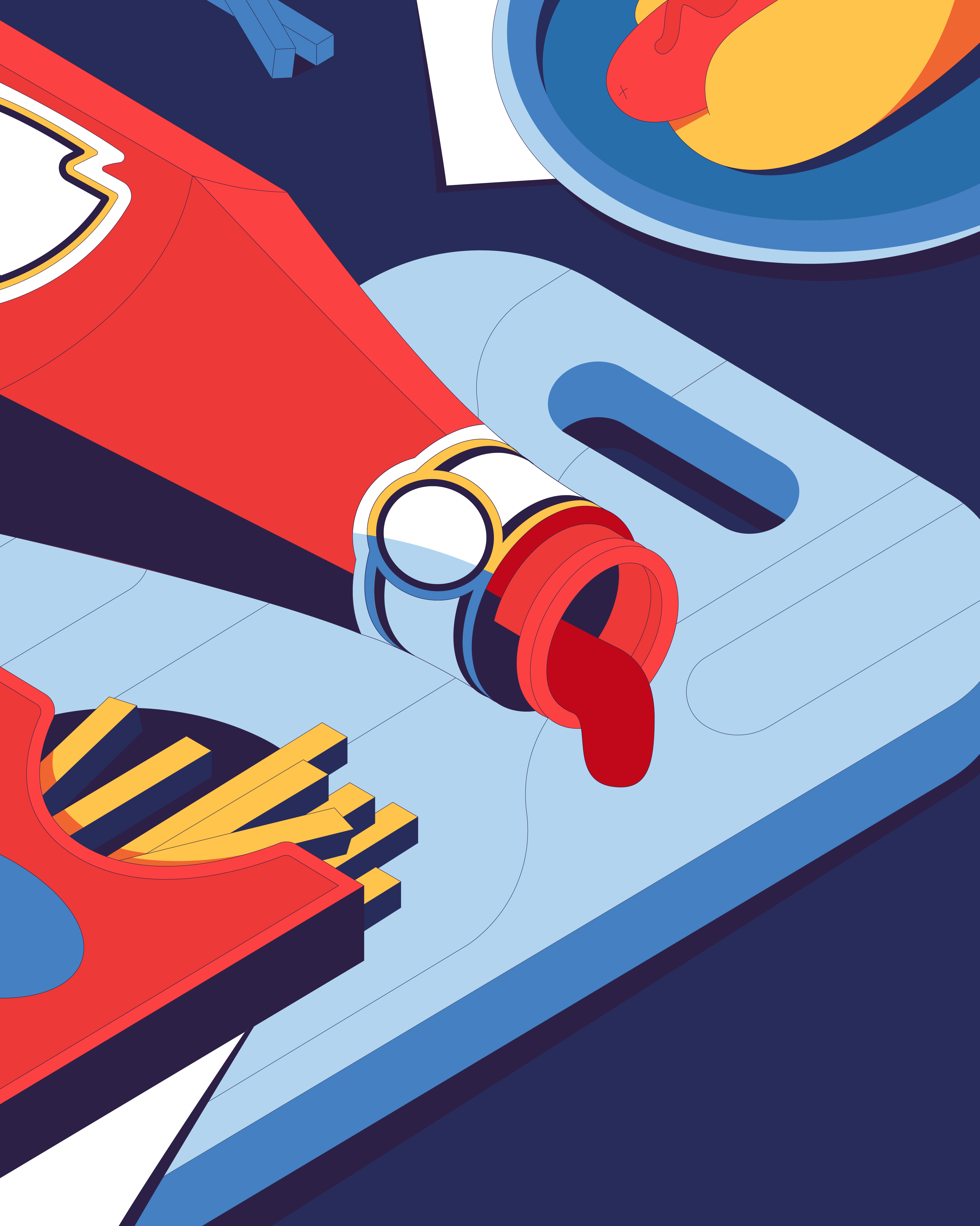 Editorial Illustrations art business design drinks editorial food illustration isometric layout magazine makeup newsletter vector