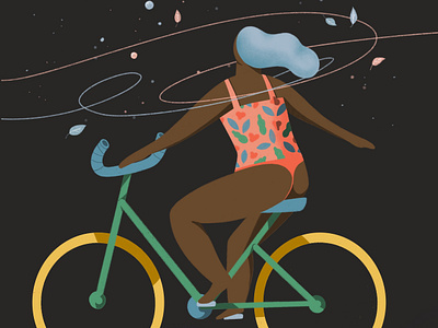 Riding stars bicicleta bike chica cosmic cosmico girl illustration ilustracion stars universe universon