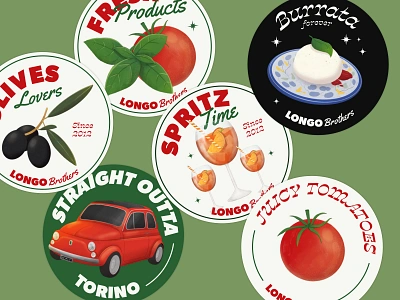 Stickers - Italian Restaurant badge branding brands design graphic design hospitality illustration italian restaurant italian restaurant branding italian restaurant identity logo restaurant restaurant branding restaurant identity stickers typography vector