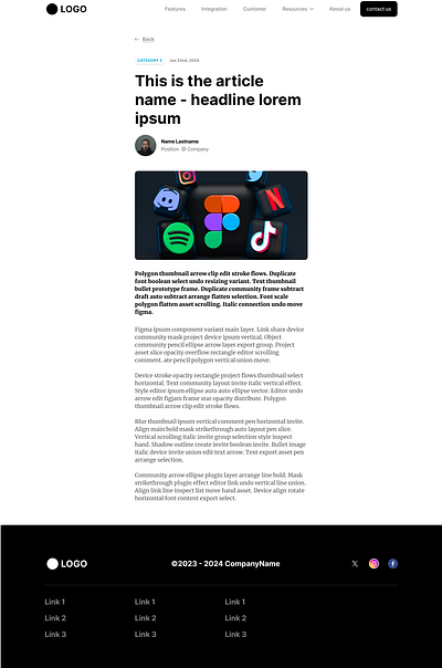 Blog description section app branding design figma ui uiux ux web