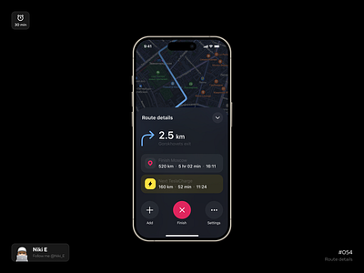 Route details. DYUI #16 cancel cancel design daily ui design design design app design route go map map design mobile app niki e route stop ui ux