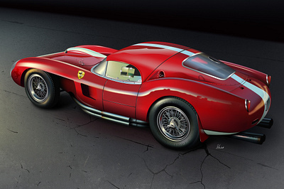 1952 Ferrari Testarossa 2d car illustration digital art illustration illustrator vector vintage car