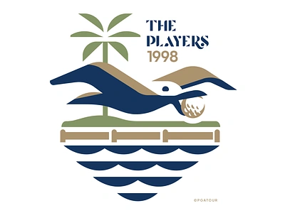 The Players - 1998 Commemorative Print beach bird birds branding championship florida golf golf course golfball identity illustration island logo palm tree pga seagull sports water wings