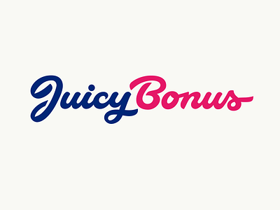 Juicy Bonus branding calligraphy casino custom deal design flow handmade handwritten identity juicy lettering logo minimal online original premium script simple type