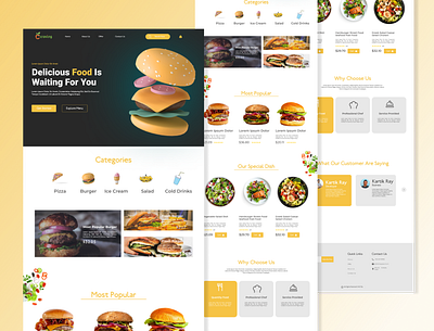 Food Landing Page Design 3d animation dribbleshowcase foodlandingpage graphic design logo motion graphics ui uiux web development webdesign