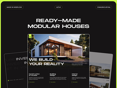 Modular houses design homepage house landing landingpage ui uiux webdesign webflow