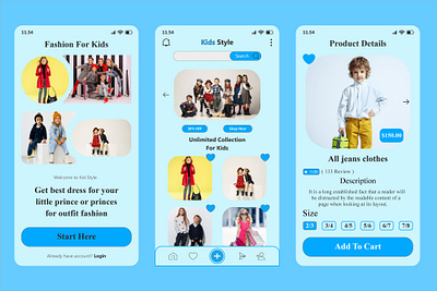 Kids Clothing Fashion Mobile App UI-UX Design app app design app interface mobile app mobile application web design web interface web interface design website design