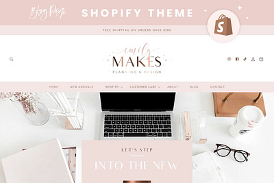 Shopify Theme Rose Gold Pink blog pixie blush pink website ecommerce website online store pink website theme rose gold branding rose gold shopify rose gold website shopify shopify design shopify template shopify theme shopify theme rose gold pink shopify themes for sale shopify website small business website