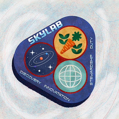 Skylab badge graphic design illustration retro space