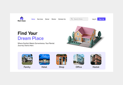 House Rent Hero Section home rent house house rent rent ease rent website ui user interface