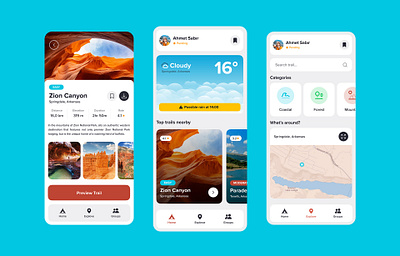 Hiking App ahmetsbr app branding graphic design graphic design hiking app ui uiux uiux design