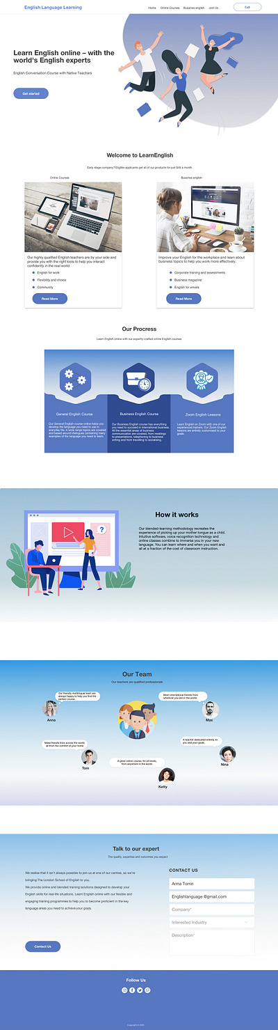 English Learning Website branding design graphic design landing landing page logo ui ux uxui web webdesign