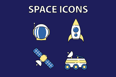 Cute Space Icons icon vector