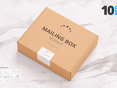 Shipping Mailing Box Mock-up 3d box boxes branding cardboard christmas container gift mailing mock up mockup moving boxes package packaging post postal shipping mailing box mock up shop sticker template