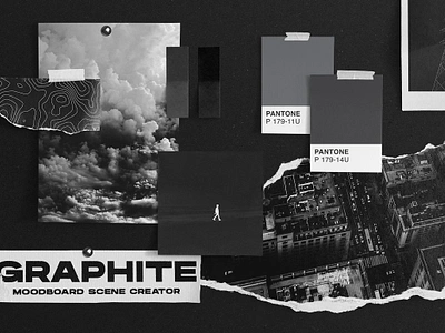 Graphite Moodboard Scene Creator cardboard color folded paper inspiration inspiration board instant photo minimal minimalist modern monochrome mood board moodboard moodboard scene creator pantone paper photos scene creator tape texture