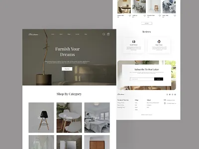 Blisshome E-commerce Furniture Website branding design e commerce landing page e commerce website ecommerce furniture furniture e commerce landing page minimal minimalist online shopping shop ui user interface ux web web design website design website ui