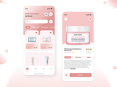 Skincare Beauty App Design app beauty branding clean design facecare graphic design mobile mobile app shop skin skincare ui ux