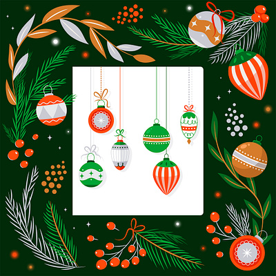 Happy Holidays eCard art christmas classic color colorful cute decorations design ecard holiday illustration ornaments postcard tree vector winter