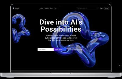 Main Page for AI's Possibilities 3d abstact ai animation branding design motion graphics shape typography ui ux