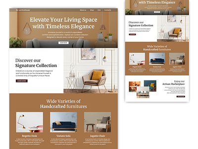 UI Web Design for Furniture Online Store bed branding brown chair design figma furniture interface marketlpace online store product sofa typography ui uz web website