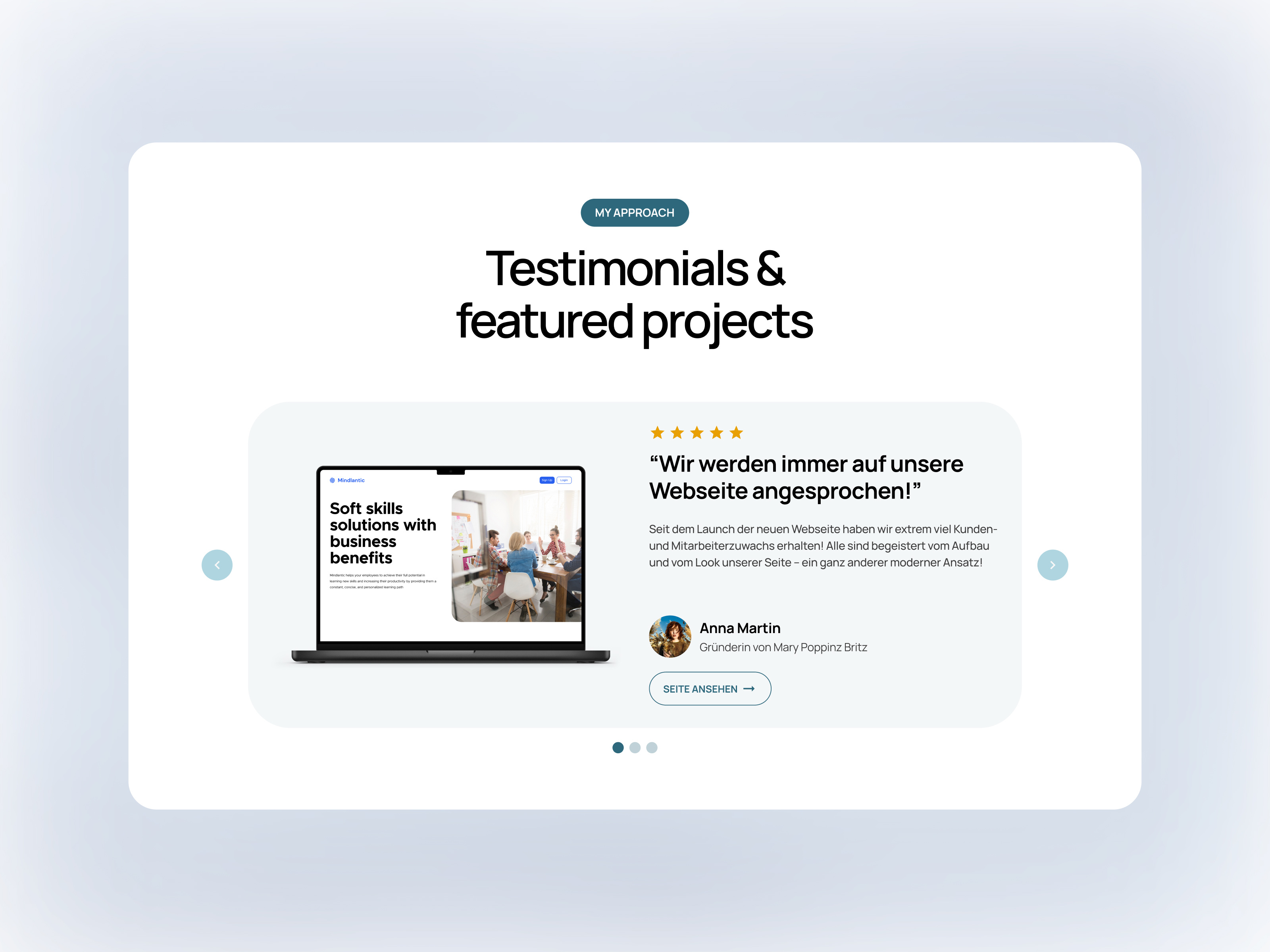 Simple projects and testimonials section app design clean design landing page modern product design testimonials ui ux web design website design