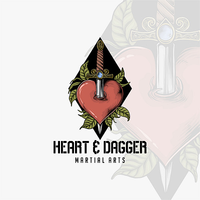 Heart & Dagger Martial Arts Logo branding dagger design digital illustration drawing graphic design heart illustration logo logo design logo illustration logo retro logo vintage martial vector